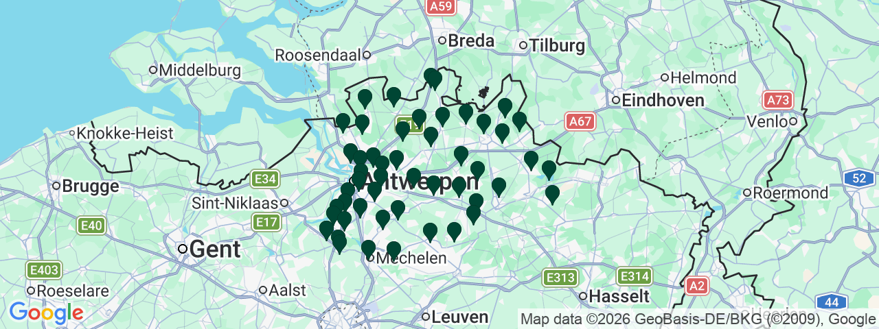 Kaart met vacatures in Antwerpen