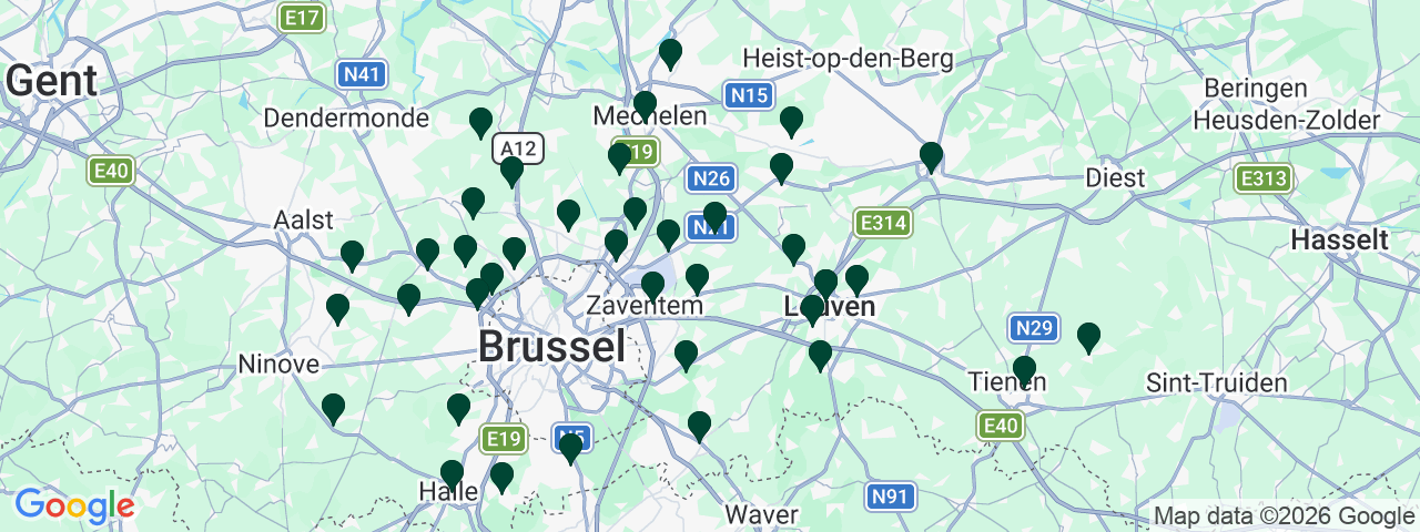 Kaart met vacatures in Vlaams-Brabant