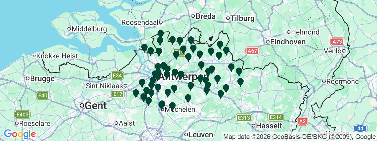 Kaart met vacatures in Antwerpen